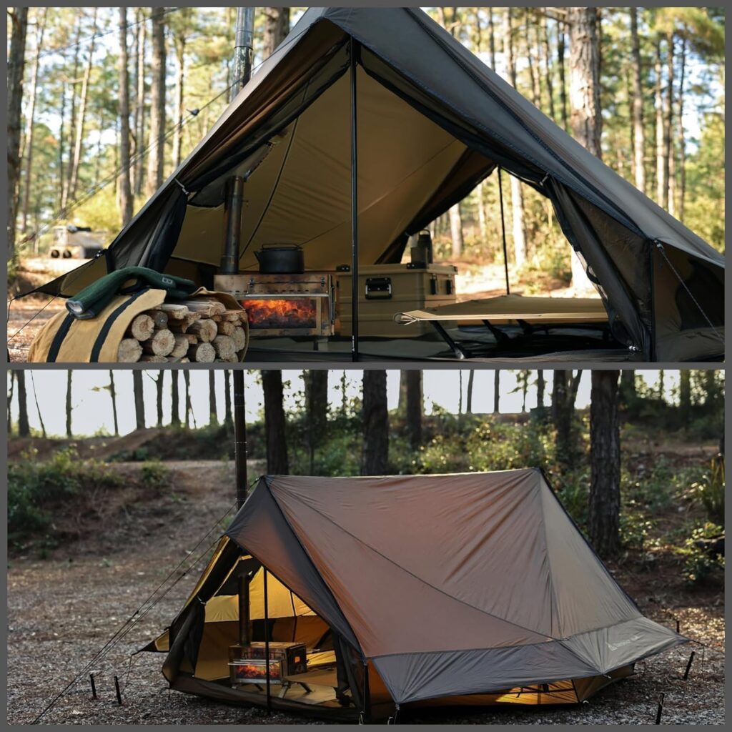 Hot Tent Camping Tent 4 Season Tent Outdoor Tent Winter Tent 1 2 3 4 Person Tent for Camping Hiking Hunting Fishing Waterproof Windproof Lightweight