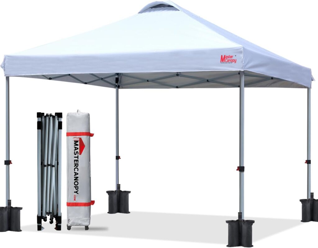 MASTERCANOPY Durable Pop-up Canopy Tent with Roller Bag (10x10, White)