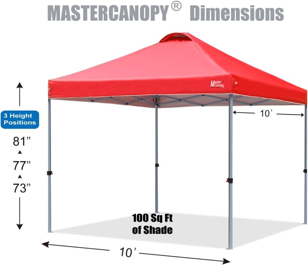 MASTERCANOPY Durable Pop-up Canopy Tent with Roller Bag (10x10, White)