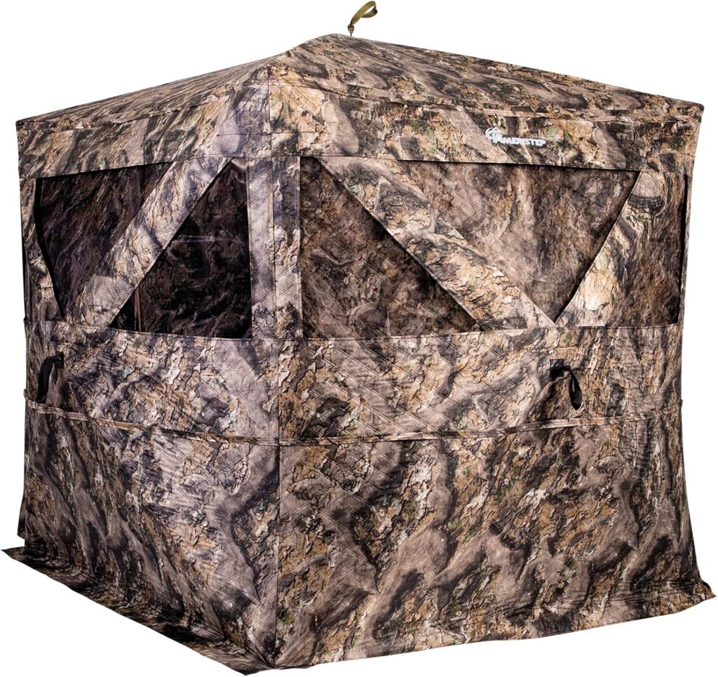 Ameristep Pro Series Thermal Hub Blind | 4 Person Insulated Hunting Blind Designed for Cold Weather in Mossy Oak Elements Terra, AMEBF1009, One Size