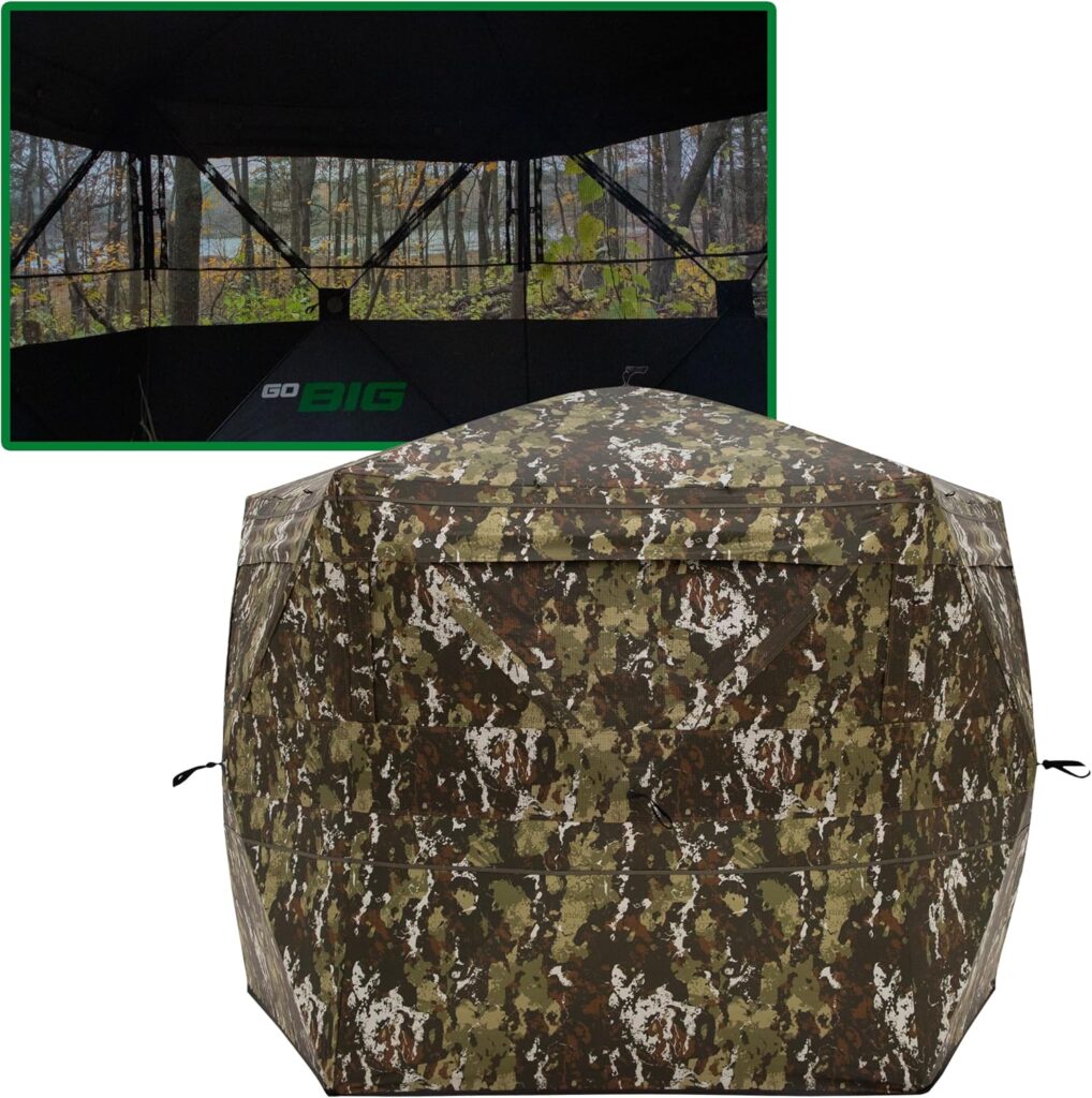 Barronett Blinds Portable Hunting Hub Blind, Durable, 1-Way Fabric, See-Through Blind, Crater Thrive