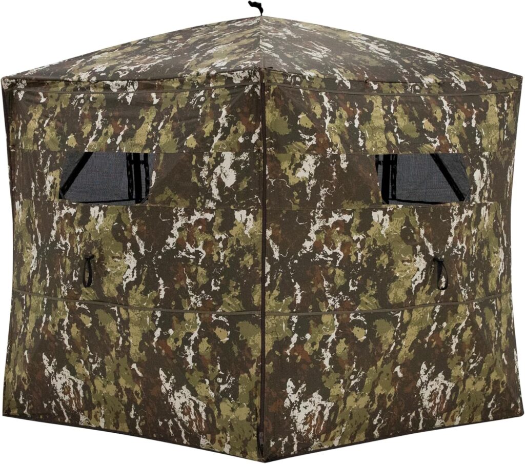 Barronett Blinds Portable Hunting Hub Blind, Durable, 1-Way Fabric, See-Through Blind, Crater Thrive